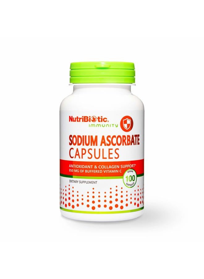 Nutribiotic Sodium Ascorbate Buffered Vitamin C Capsules, 100 Ct | Vegan, Non-Acidic & Easier on Digestion Than Ascorbic Acid | Essential Immune Support & Antioxidant Supplement | Gluten & GMO Free - Image 1