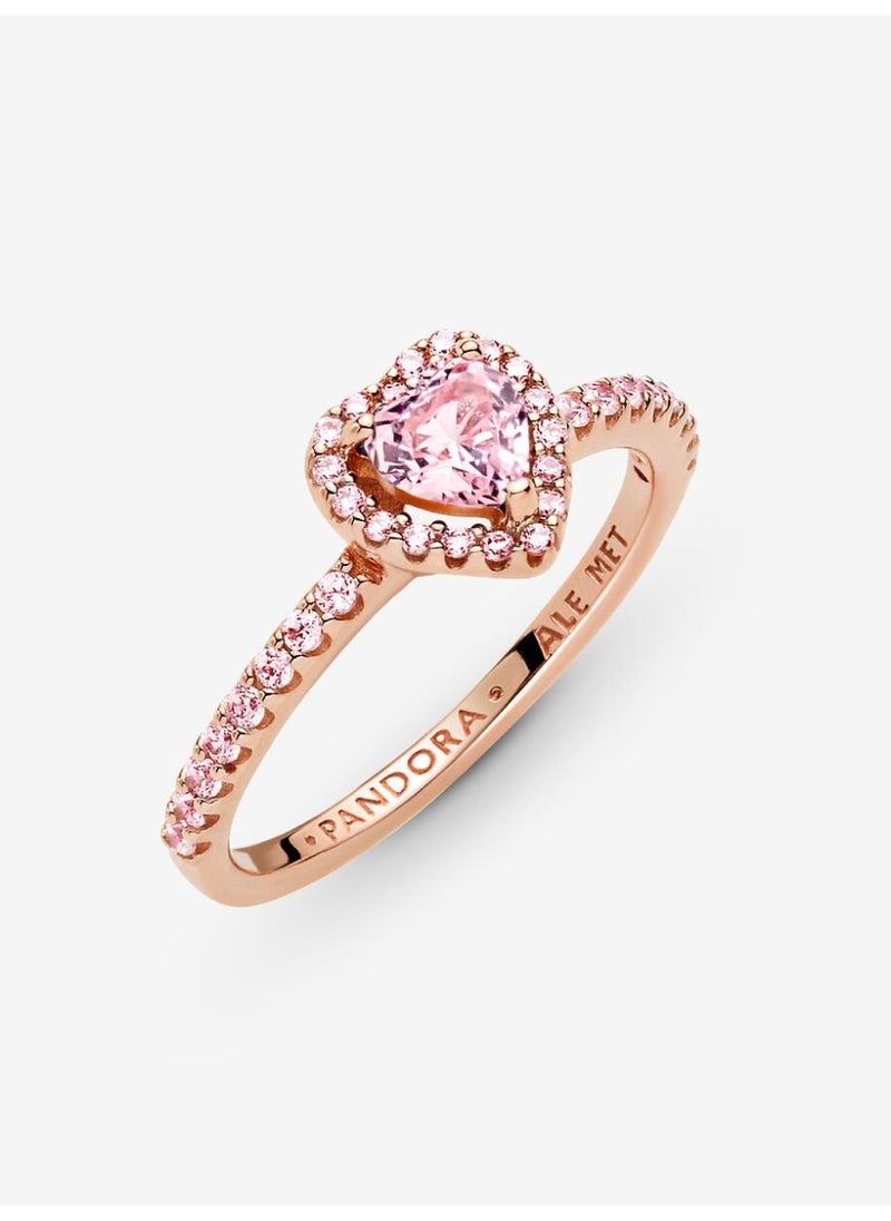 PANDORA Pandora Timeless 14k Rose Gold Plating Sparkling Elevated Heart Ring for Women 188421C04  - Image 5