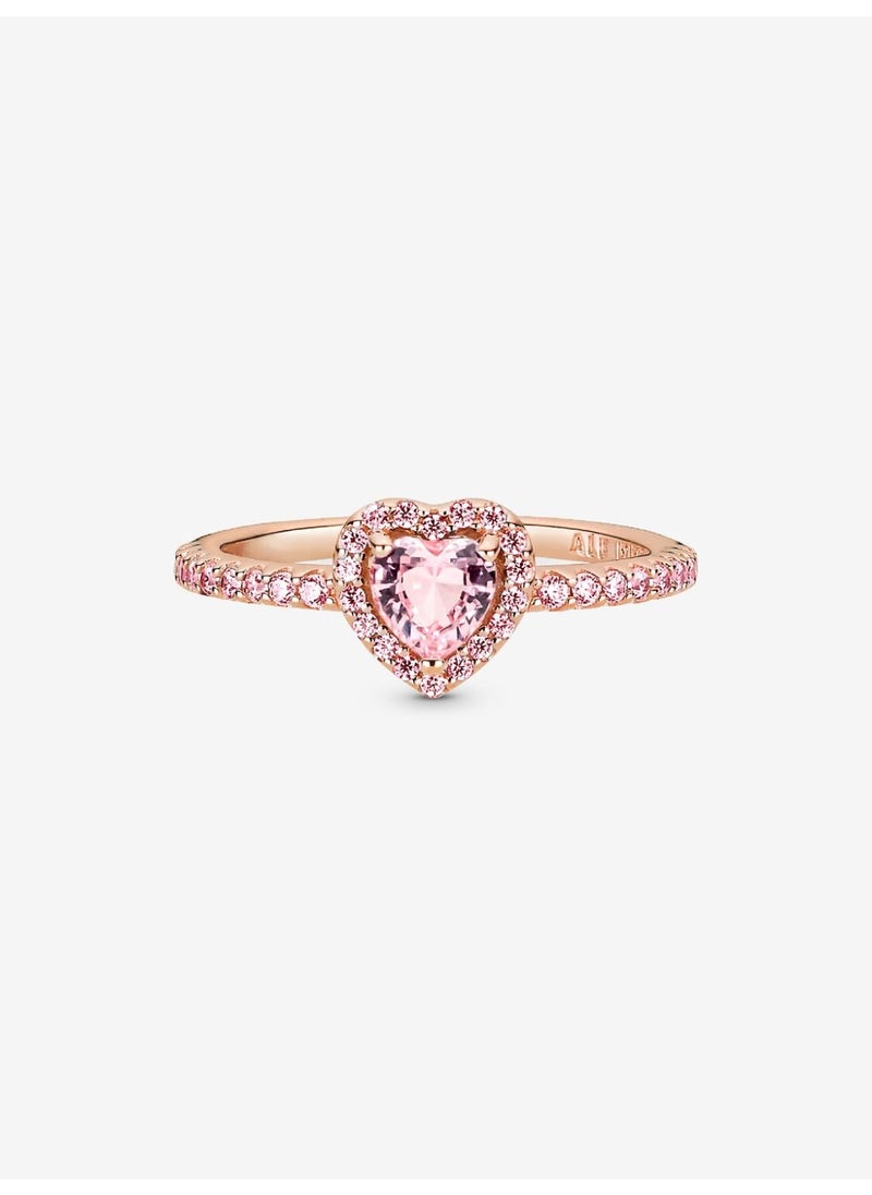 PANDORA Pandora Timeless 14k Rose Gold Plating Sparkling Elevated Heart Ring for Women 188421C04  - Image 3