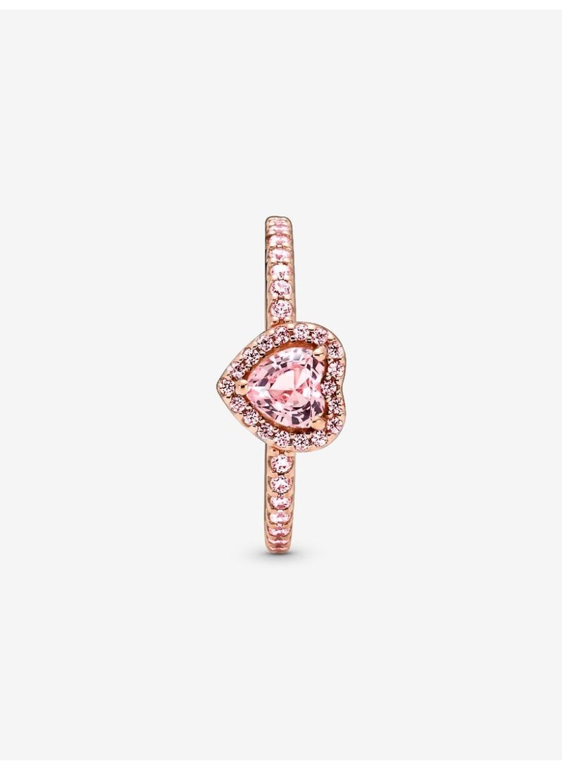 PANDORA Pandora Timeless 14k Rose Gold Plating Sparkling Elevated Heart Ring for Women 188421C04  - Image 4