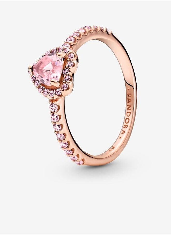 PANDORA Pandora Timeless 14k Rose Gold Plating Sparkling Elevated Heart Ring for Women 188421C04  - Image 1