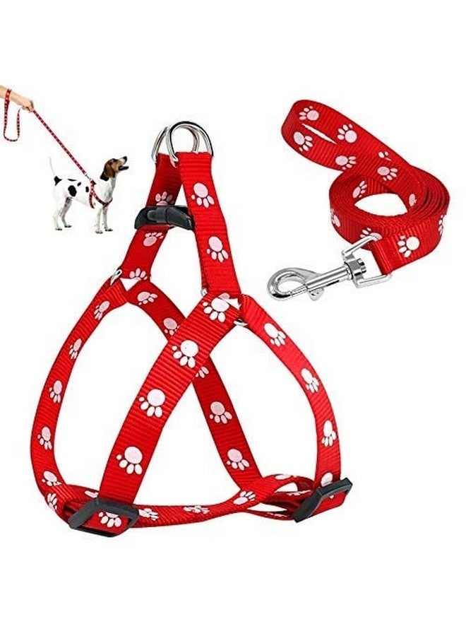 Nylon Adjustable Leash With Harness Set Printed Nylon Puppy Harness For Small & Medium Dogs (0.5 Inch), Pack In 1 Harness & 1 Lesh (Blue) - Image 2