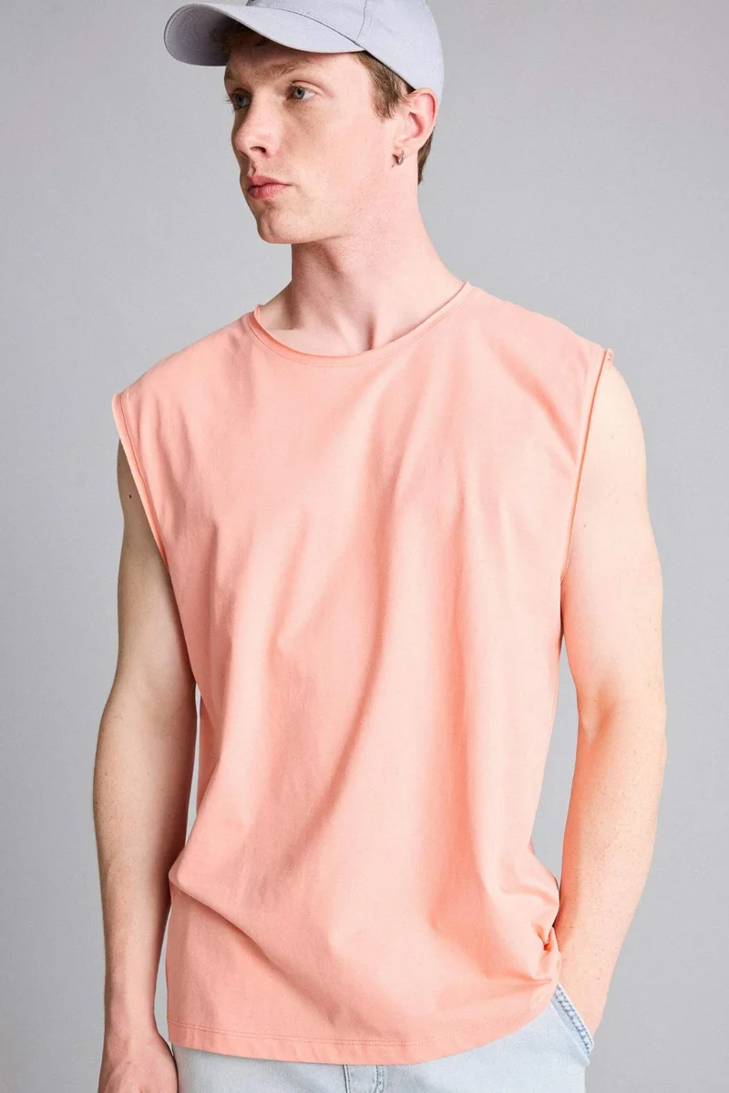 ديفاكتو 100% Cotton Boxy Fit Crew Neck Tank Top