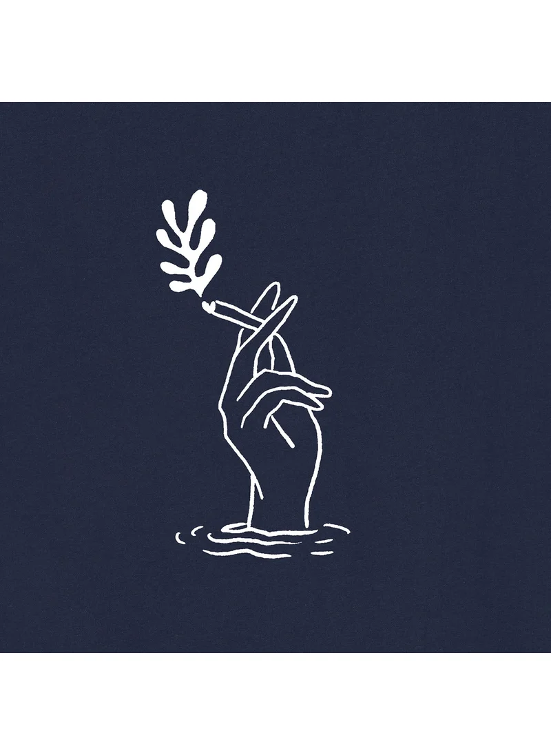 باسك إن ذا صن Seaweed Navy T-Shirt 100% Organic Cotton