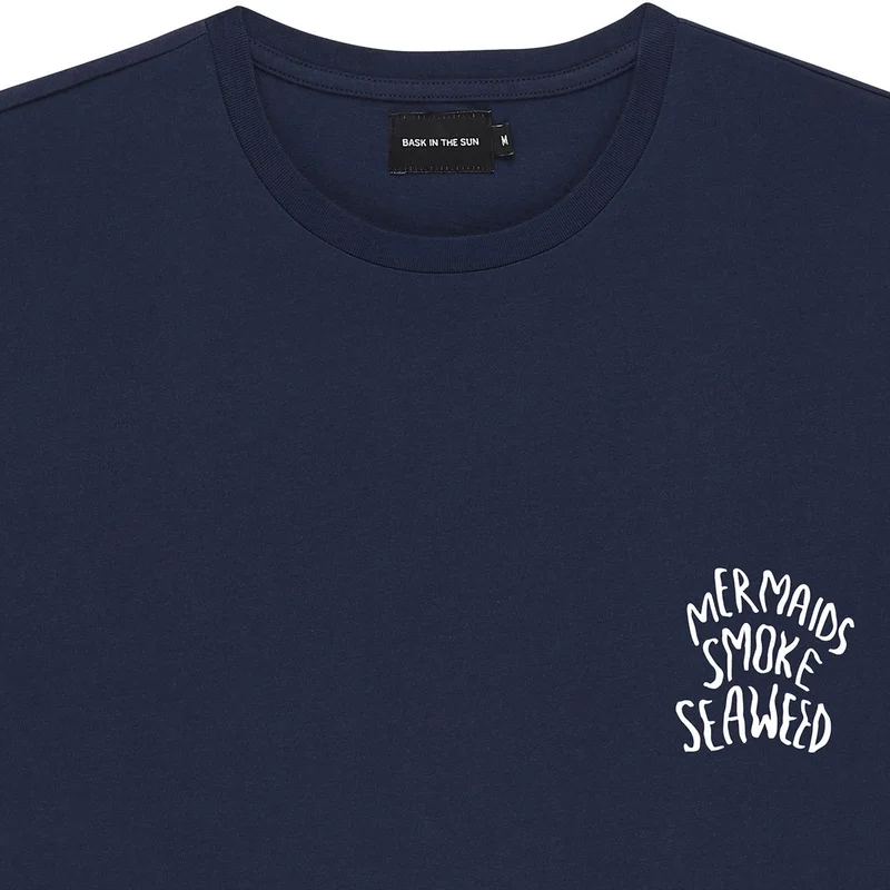 Bask in the Sun Seaweed Navy T-Shirt 100% Organic Cotton