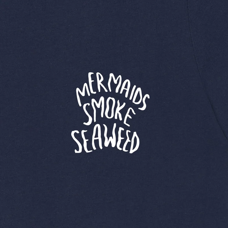 Bask in the Sun Seaweed Navy T-Shirt 100% Organic Cotton