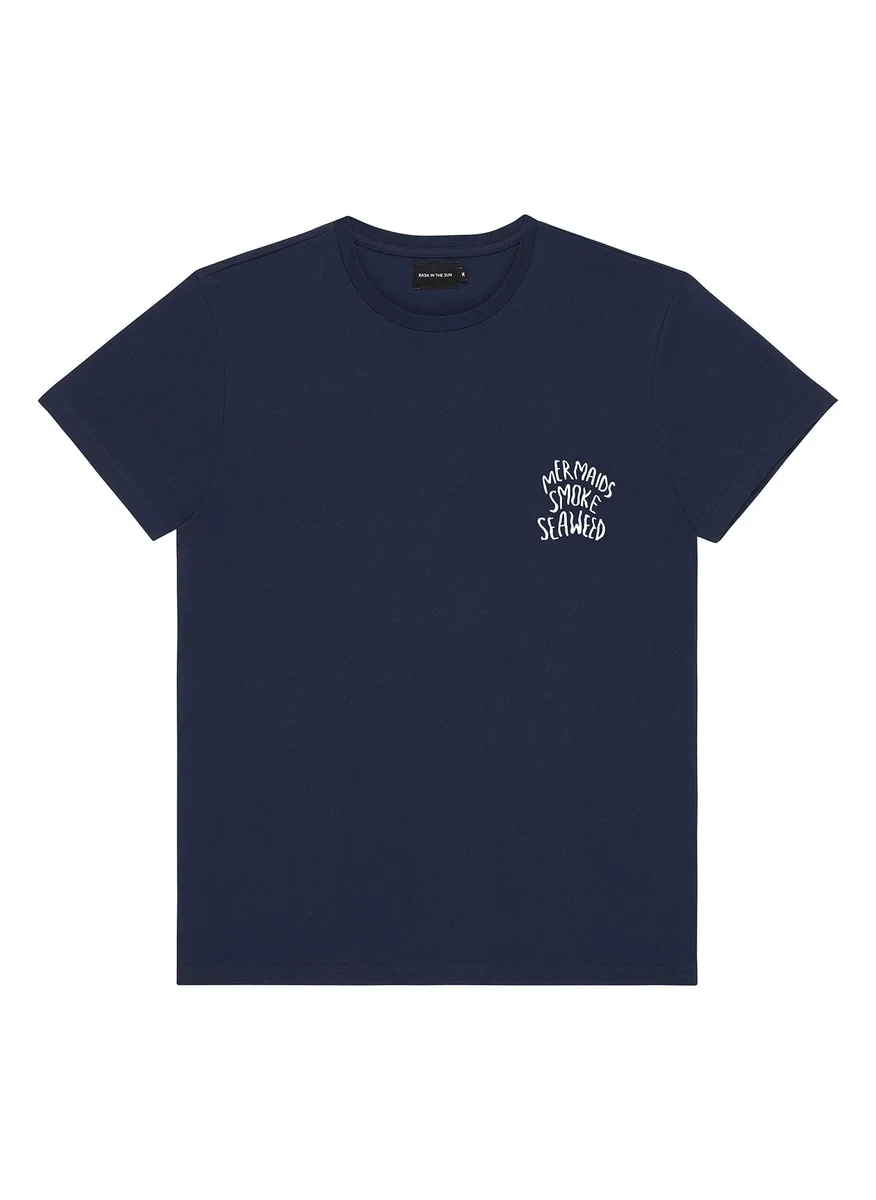 باسك إن ذا صن Seaweed Navy T-Shirt 100% Organic Cotton