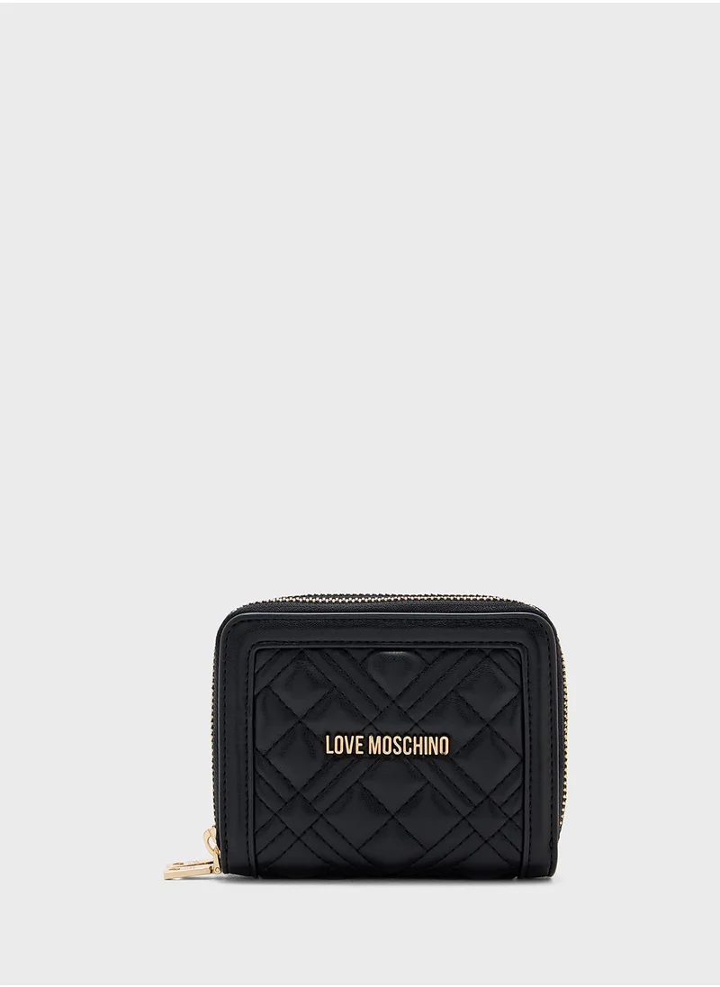 Love Moschino Logo Detailed Zip Over Wallet