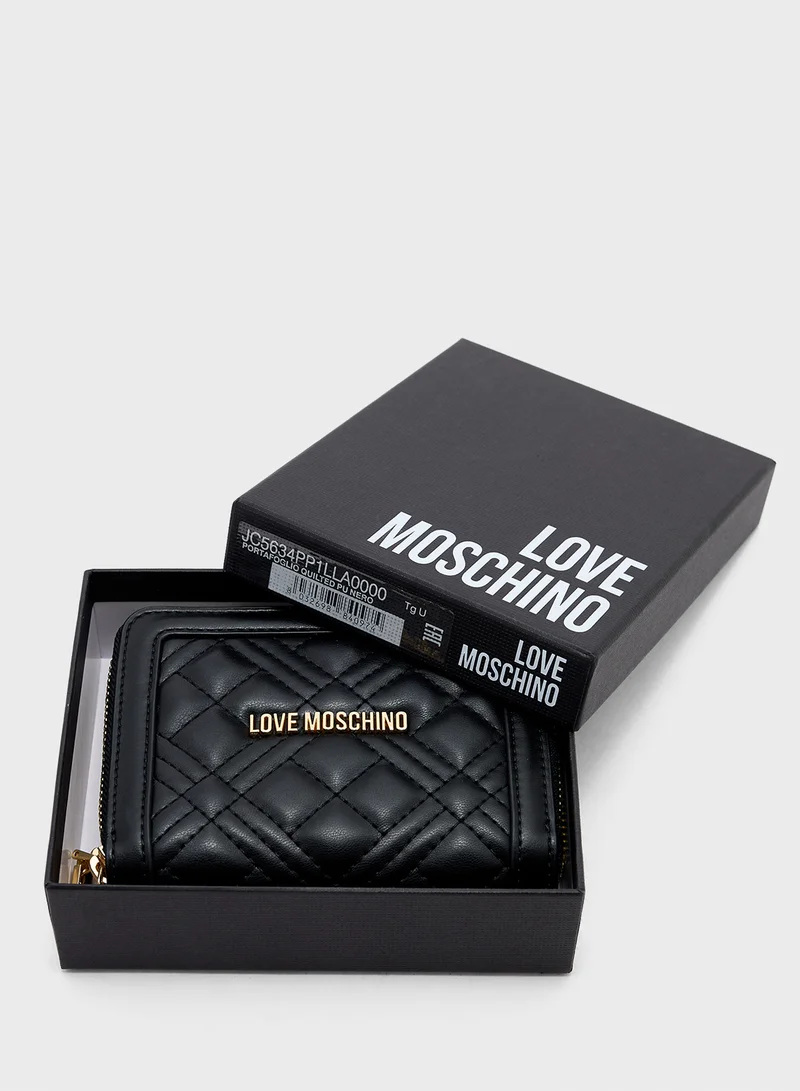 لوف موسكينو Logo Detailed Zip Over Wallet