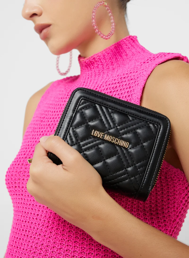 لوف موسكينو Logo Detailed Zip Over Wallet