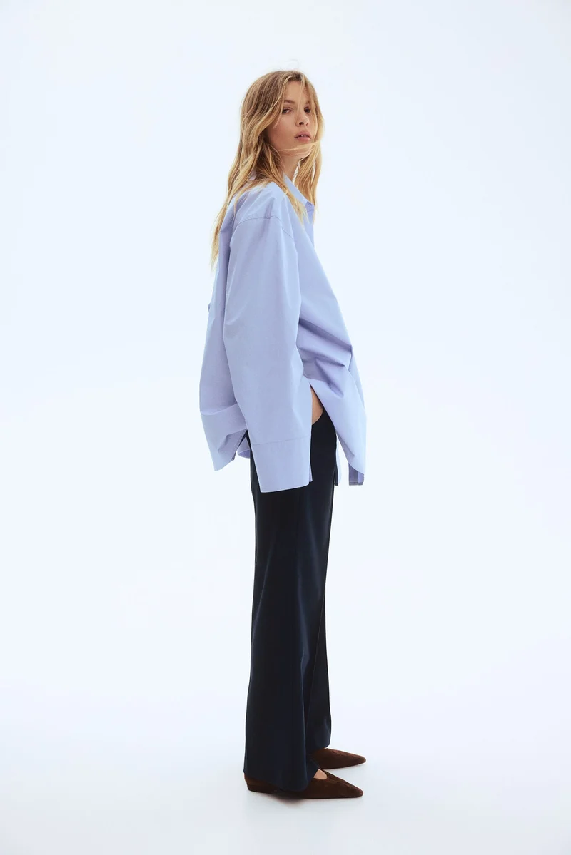 اتش اند ام بنطلون بحافة واسعة مع حزام