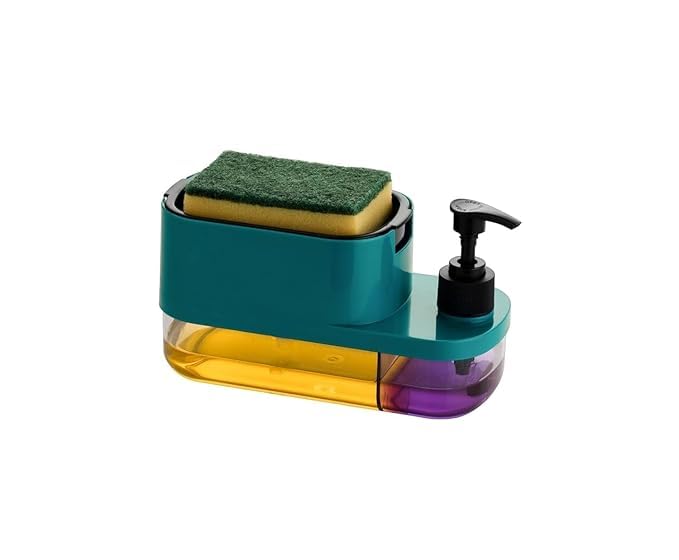 Kuruji Soap Pump Dispenser Dish Soap Liquid Dispenser Sponge Holder Dish Soap Pump Dispenser for Kitchen Sink Accessories Items Countertop Kitchen Bathroom - Image 1