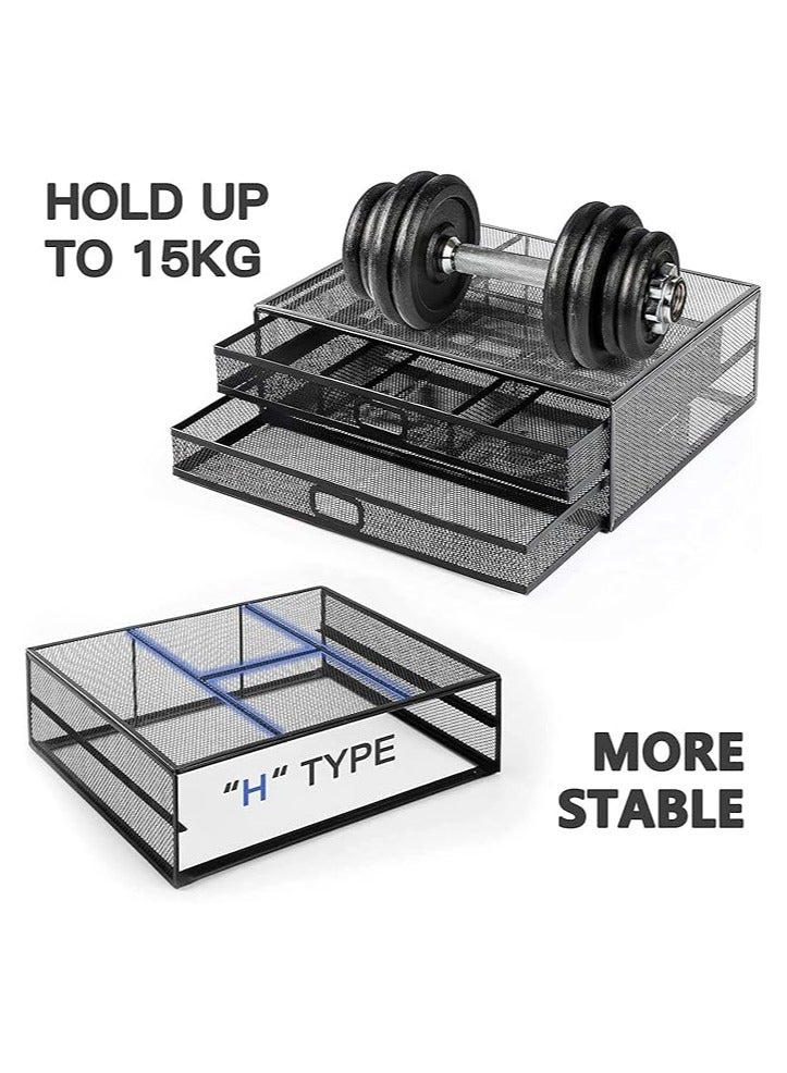 erorex Monitor Stand with 2 Storage Drawers - Metal Mesh Desk Organisers, Support Laptop, Notebook, PC, Monitor, Printer, Scanner up to 15 KG - Image 3