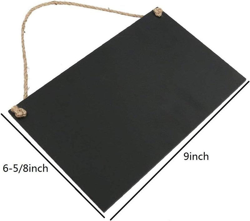 D-worthy hwojjha Wooden Double Sided Hanging Chalkboard Signs,Memo Message Sign, Vintage Erasable Message Board Sign with Hanging String for Wedding Kitchen Home Party Decoration (Black) - Image 2