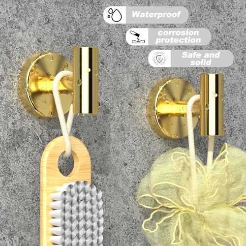 stusgo Gold Towel Hook Bathroom Coat Hook Robe Hooks for Wall, Stainless Steel Heavy Duty Door Hanger Wall Hooks Matte Gold Bathroom Hook for Towels, 4 Pack - Image 5