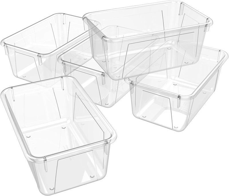 Storex Small Cubby Bin, 12.2 x 7.8 x 5.1 Inches, Clear, 5-Pack (62464U05C) - Image 1