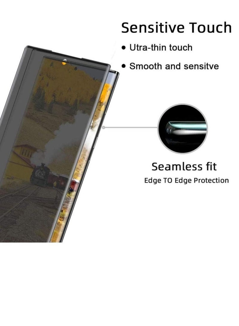 1+2 Pack Galaxy S22 Ultra 5G Privacy Screen Protector Tempered Glass + 2 Pack Camera Lens Protector [Anti-Spy] [9H Hardness] [Case Friendly] 3D Curved Glass Film for Samsung Galaxy S22 Ultra (6.8") - Image 3