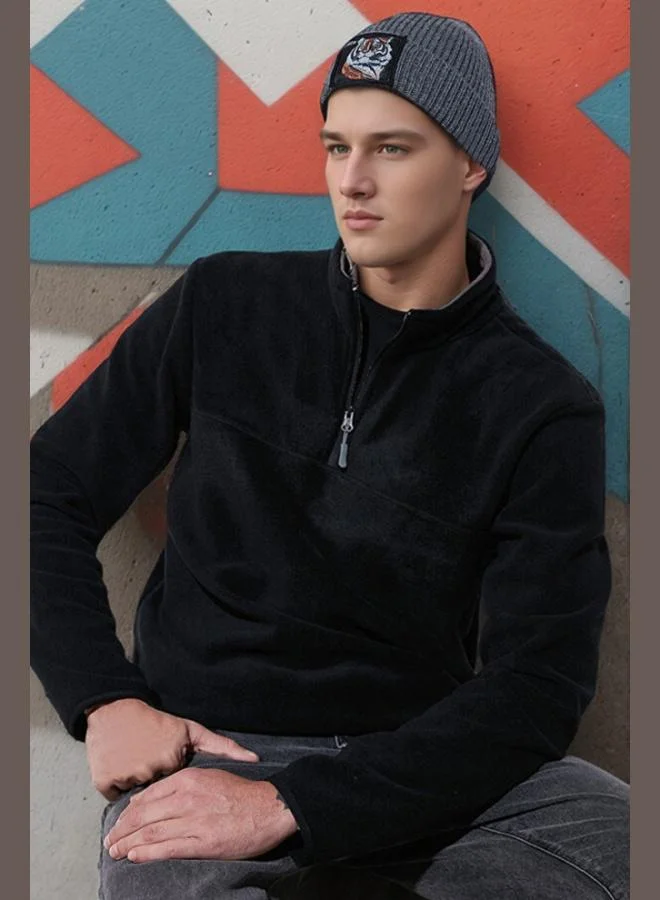 Buratti Buratti Slim Fit Anti-Pilling Non-Flapping Batwing Collar Cold-Resistant Brushed Fleece Men's POLAR 5906001