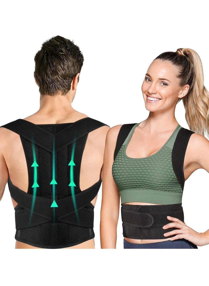 GUDOO Back Brace Posture Corrector for Men Women Kids Upper Improve Posture Relieve Pain for Upper and Lower Back Pain Adjustable Breathable Black M  - Image 1