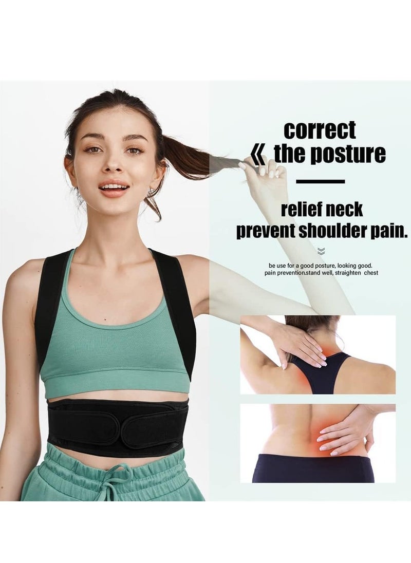 GUDOO Back Brace Posture Corrector for Men Women Kids Upper Improve Posture Relieve Pain for Upper and Lower Back Pain Adjustable Breathable Black M  - Image 2