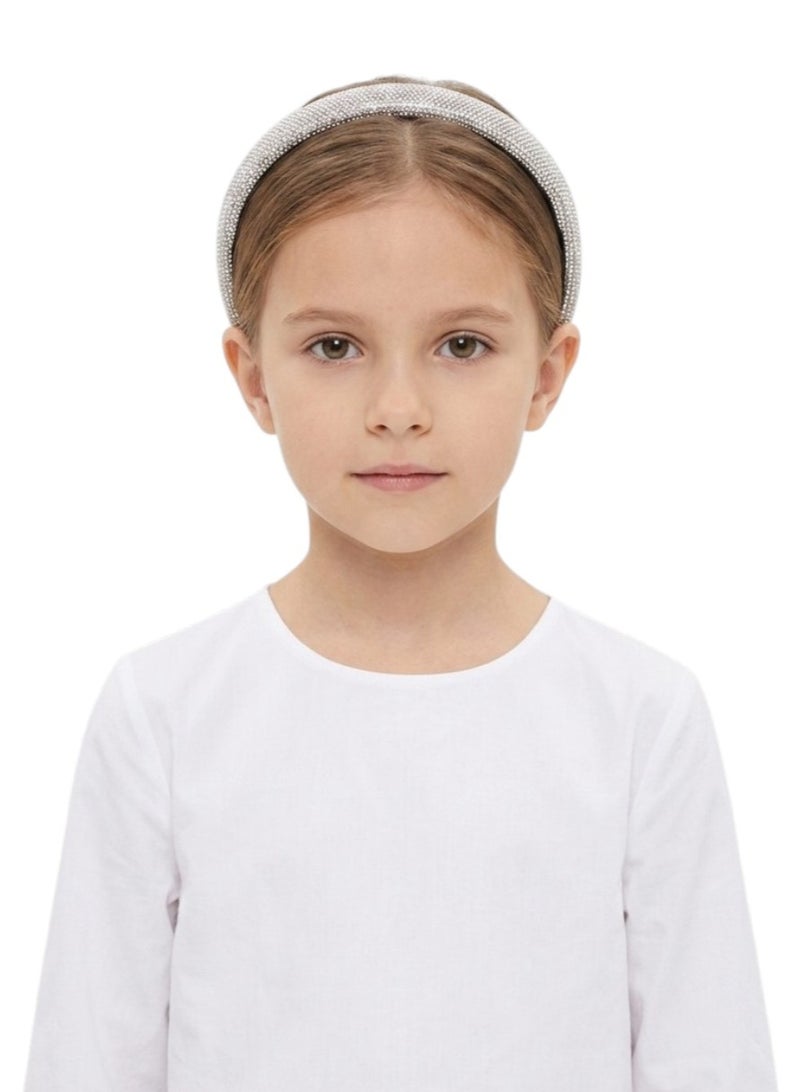Bidani Padded Rhinestone Headband - Silver - Image 1