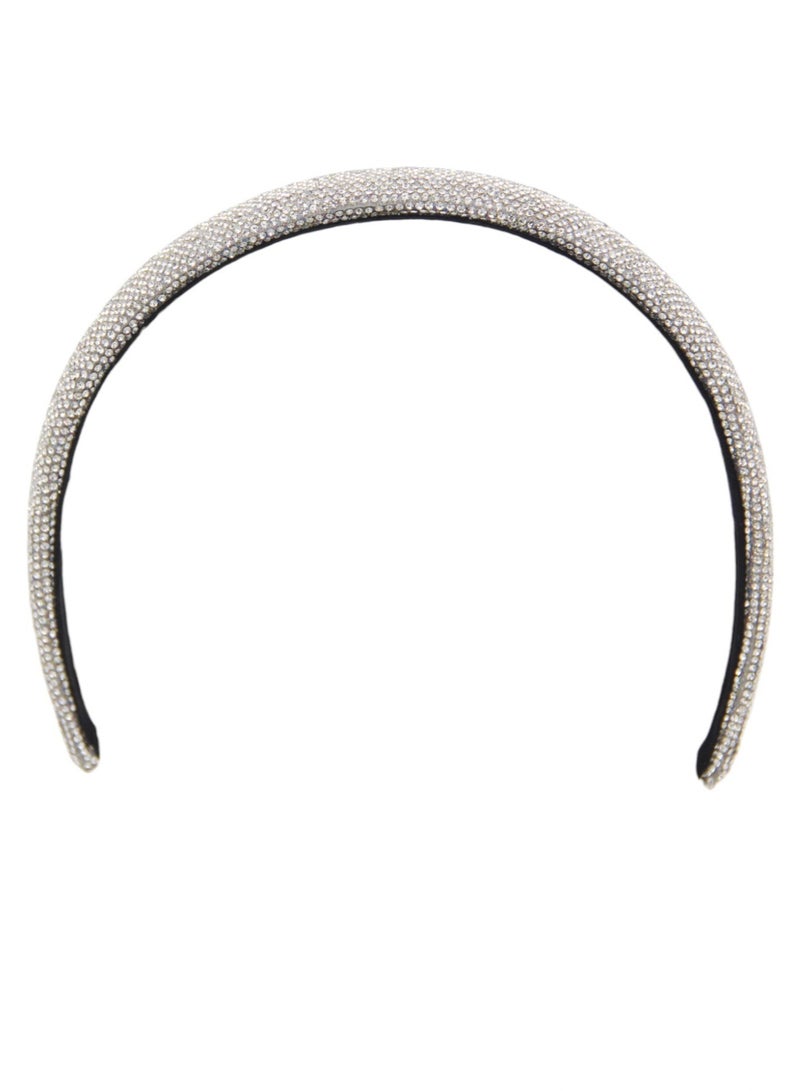 Bidani Padded Rhinestone Headband - Silver - Image 2