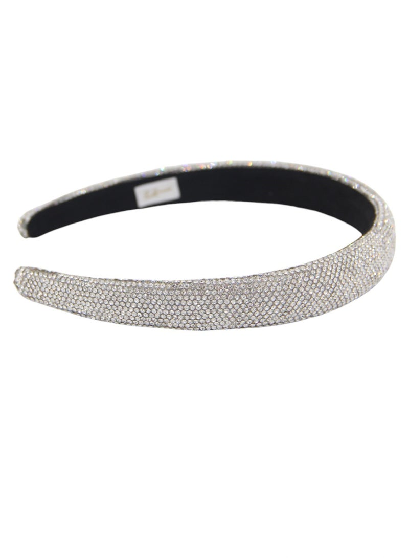 Bidani Padded Rhinestone Headband - Silver - Image 3