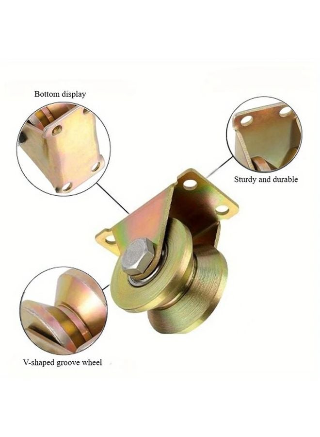 4 Pcs Heavy Duty Metal V Groove Pulley Set Self Locking Low Noise High Load - Image 5