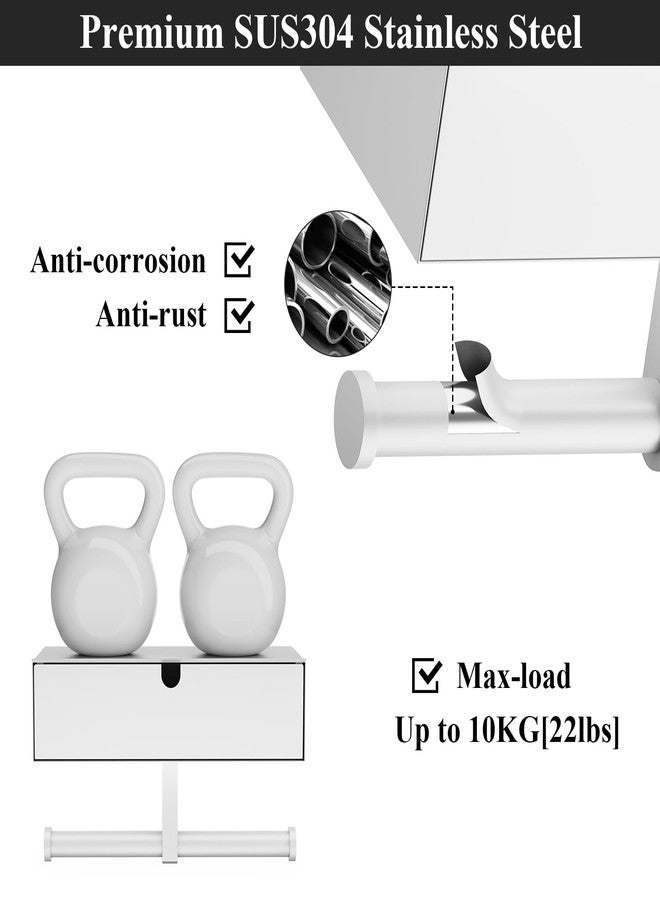 Tindbea Toilet Paper Holder with Storage - Stainless Steel Wall Mounted Toilet Paper Holder with Shelf, Flushable Wipes Holer Dispenser, Tampon Storage for Bathroom, Double Tissue Roll Holder, White - Image 4