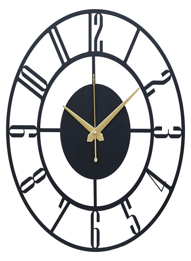 Ingo creation Stylish Metal Analog Wall Clock for Living Room, Bedroom, Office, Kitchen, Home and Hall | Antique Fancy Big Size Modern Wall Watch for Home Decor (40 cm),Black - Image 1