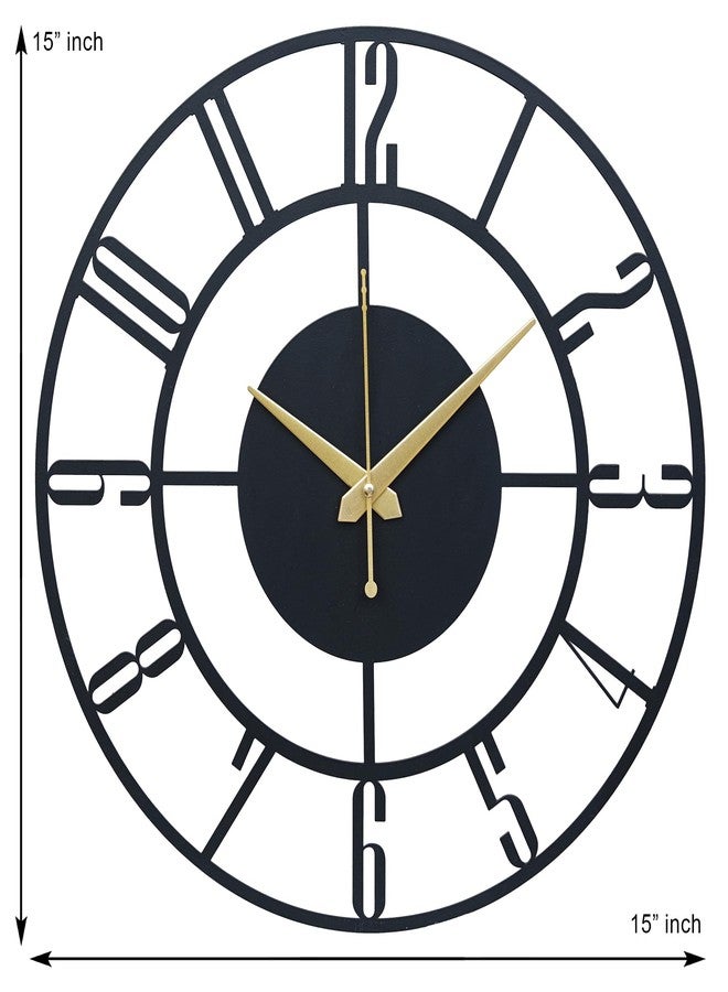 Ingo creation Stylish Metal Analog Wall Clock for Living Room, Bedroom, Office, Kitchen, Home and Hall | Antique Fancy Big Size Modern Wall Watch for Home Decor (40 cm),Black - Image 2