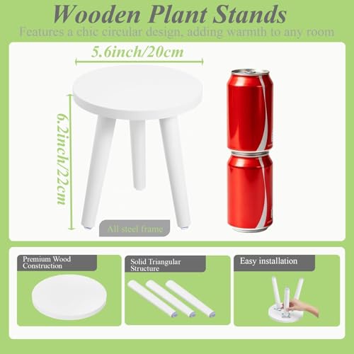 Hoceium White Plant Stand IndoorOutdoor for PlantsWood Samll Planter Stands Holder Mid Century Pedestal ShelfSturdy Short Flower Rack Boho Short Planter Table 86Tall Wooden Plants Stool for GardenPatio - Image 3