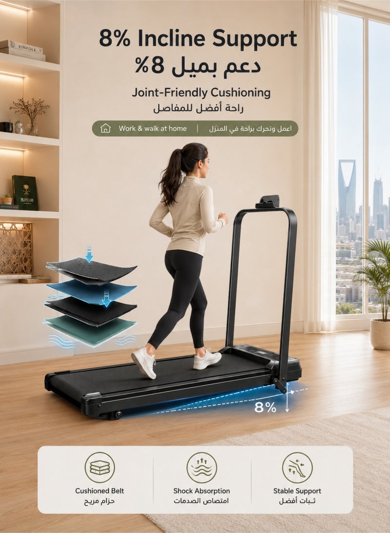 Denzoz Foldable Treadmill 300 lb Capacity Walking Pad 2.5HP Treadmill Under Desk Portable Treadmill for Home and Office Folding Treadmill 2 in 1 with Remote Control LED Display - Image 3