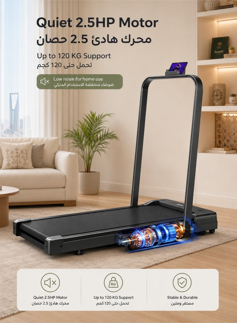 Denzoz Foldable Treadmill 300 lb Capacity Walking Pad 2.5HP Treadmill Under Desk Portable Treadmill for Home and Office Folding Treadmill 2 in 1 with Remote Control LED Display - Image 4