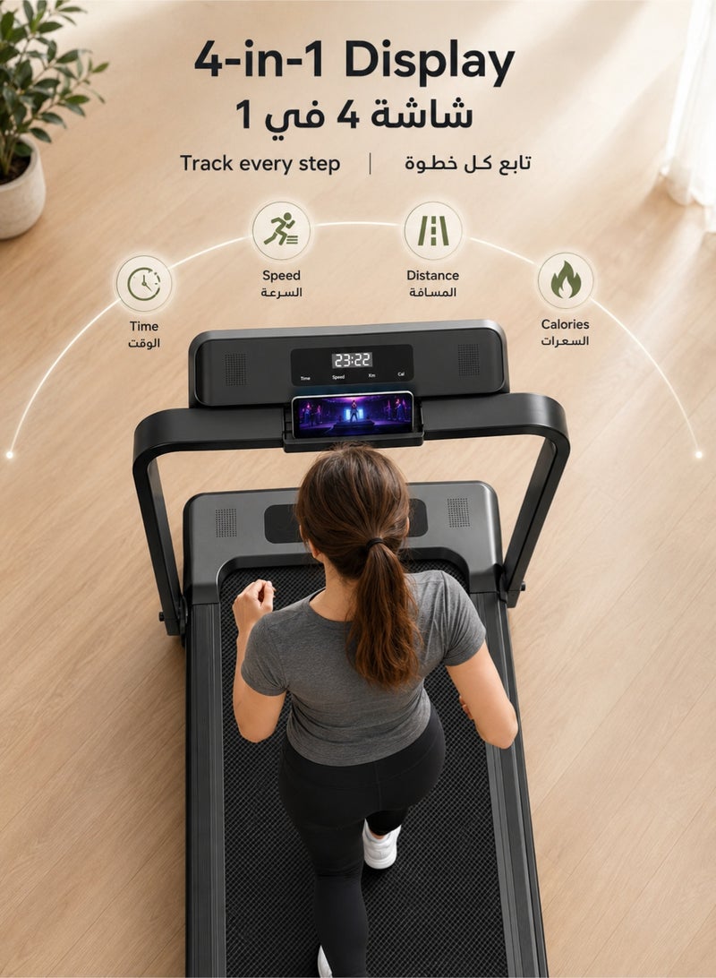 Denzoz Foldable Treadmill 300 lb Capacity Walking Pad 2.5HP Treadmill Under Desk Portable Treadmill for Home and Office Folding Treadmill 2 in 1 with Remote Control LED Display - Image 5