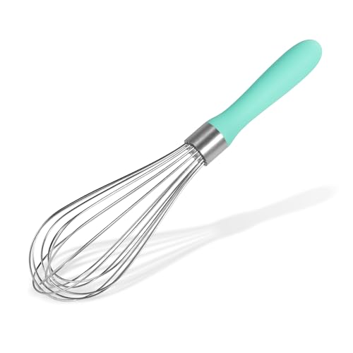 Doosu 188 Stainless Steel Balloon Whisk Doosu Kitchen Whisk for Cooking Handheld Egg Beater with RustProof Sturdy Wires NonSlip Silicone Handle for Beating Stirring Blending 8 Wires Aqua Sky - Image 1