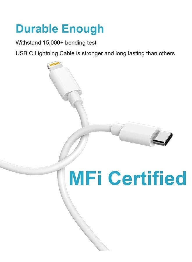 FLOWING For iPhone 20W Fast Charger | USB C Wall Fast Charger with USB C to Lightning Cable Compatible with iPhone 14/14 Pro/14 Pro Max/13/12/SE2020/11/XR/XS Max/X/iPad - Image 4