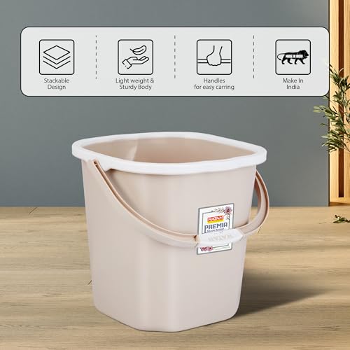 RATAN PLASTICWARE Premia Bucket (18L X 1) - Desert Rose|Light Weight and Easy to Carry|Perfect for Use in Bathrooms, Kitchen & Wet Utility Areas - Image 4