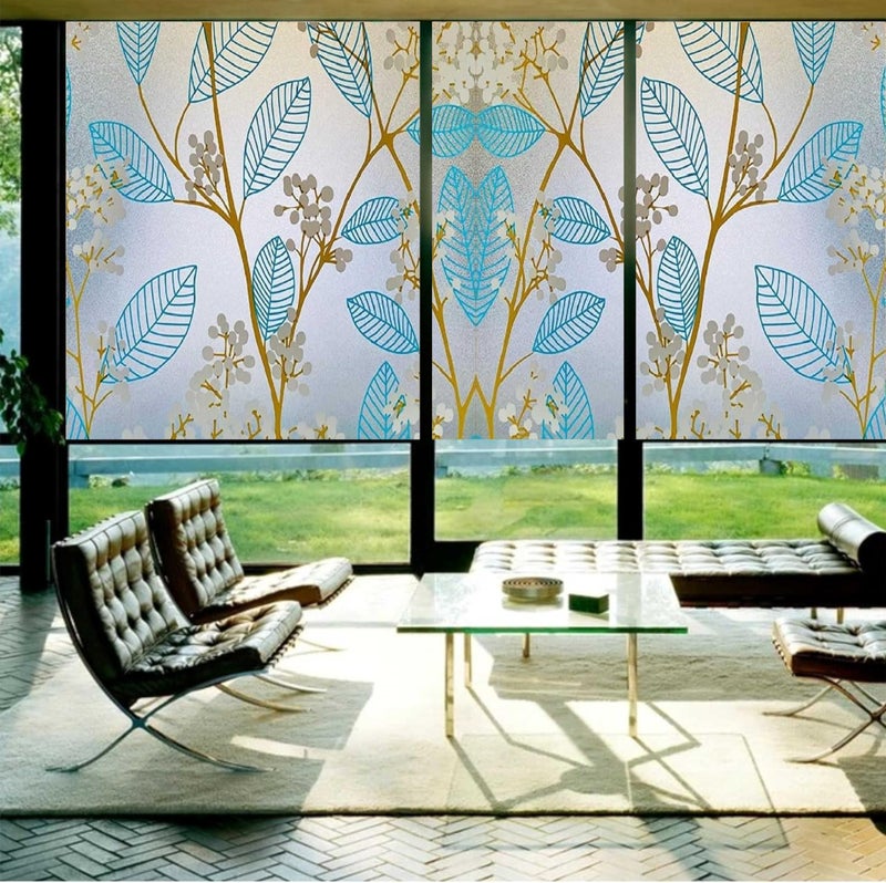 WALLTON Privacy Vinyl Frosted Window Film Glass Sticker Self-Adhesive Film Tint Wallpaper Opaque Sheet for Glass Privacy Cover Window, Door, Office, Home.| Anti-UV. (16x48 Inch, Purple Flowers) - Image 5