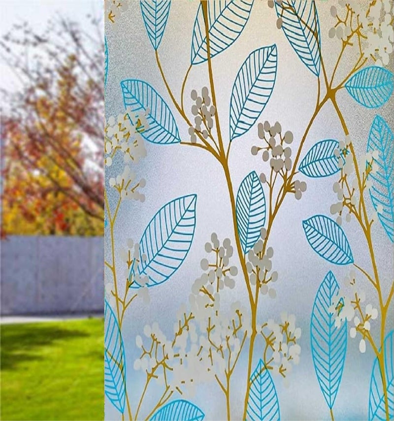 WALLTON Privacy Vinyl Frosted Window Film Glass Sticker Self-Adhesive Film Tint Wallpaper Opaque Sheet for Glass Privacy Cover Window, Door, Office, Home.| Anti-UV. (16x48 Inch, Purple Flowers) - Image 2