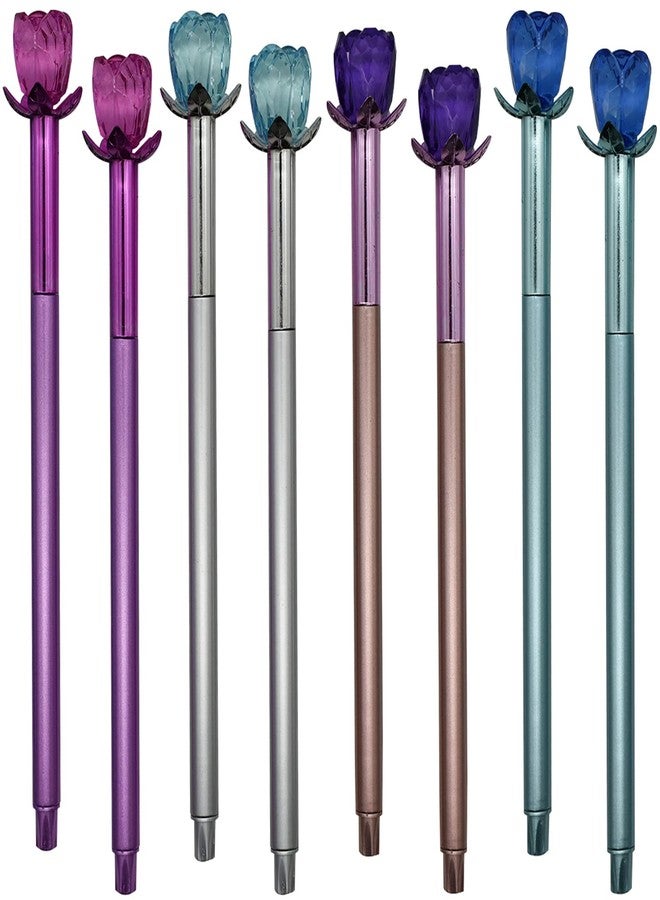 Maydahui 24 PCS Crystal Rose Gel Pen Colorful Gem Flower Pens Black Ink for Girls Party School Office Supplies - Image 1