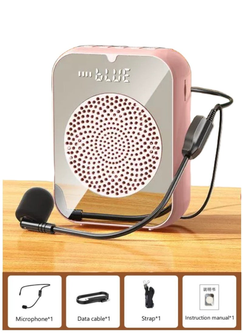 Mirror Amplifier for Wired Microphone Headset, Personal Microphone Voice Amplifier, Speaker for Teachers, Guide/Coaching Conference/Yoga/Fitnessï¼Pinkï¼ - Image 1