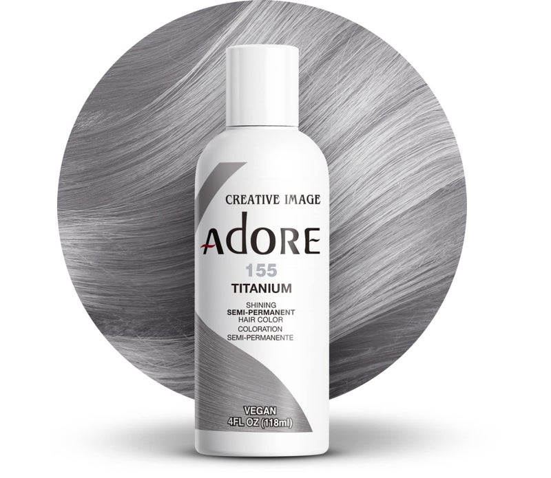 Adore Semi Permanent Hair Color - Vegan and Cruelty-Free Hair Dye - 4 Fl Oz - 155 Titanium (Pack of 1) - Image 1