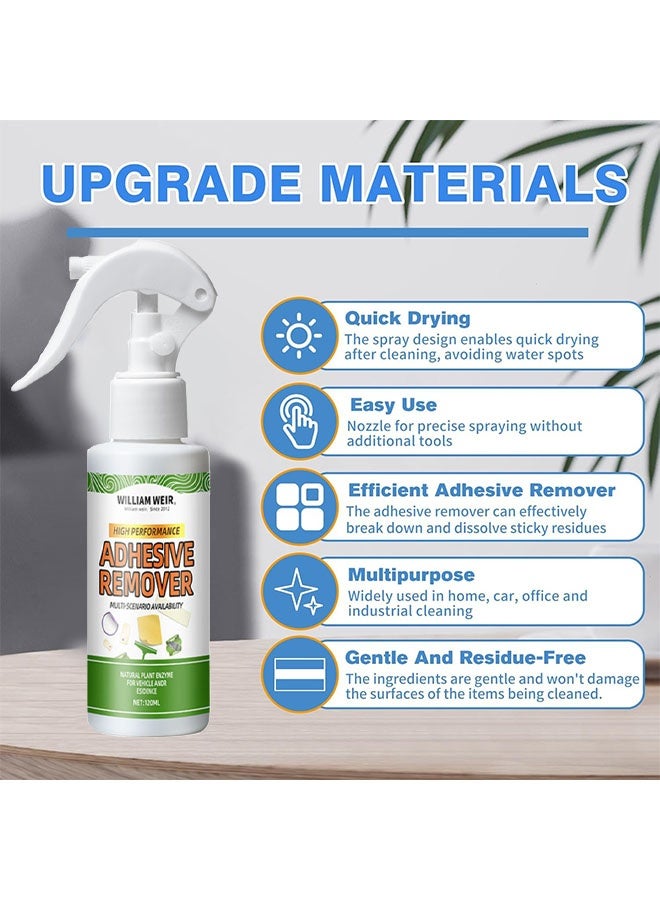 ويليام وير مزيل اللصق، بخاخ تنظيف لإزالة الملصقات والشريط واللاصق وبقايا الغراء عن المركبات والقوارب والمركبات الترفيهية والجدران من الطوب والخرسانة والنوافذ والأثاث والمزيد، 120 مل مع مكشطة ومنشفة - Image 3