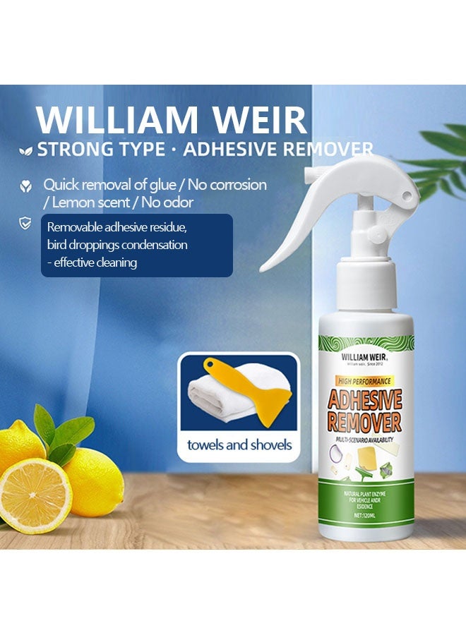 ويليام وير مزيل اللصق، بخاخ تنظيف لإزالة الملصقات والشريط واللاصق وبقايا الغراء عن المركبات والقوارب والمركبات الترفيهية والجدران من الطوب والخرسانة والنوافذ والأثاث والمزيد، 120 مل مع مكشطة ومنشفة - Image 2