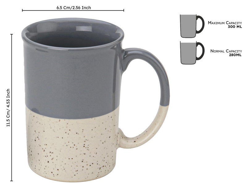 Bodhi House Ceramic Hand Glazed Tea and Coffee Mug with Coaster - 300ml | Set of 1 | Microwave & Dishwasher Safe | for Home Office - Grey - Image 3