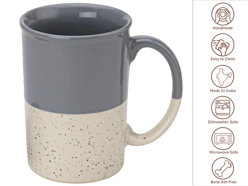 Bodhi House Ceramic Hand Glazed Tea and Coffee Mug with Coaster - 300ml | Set of 1 | Microwave & Dishwasher Safe | for Home Office - Grey - Image 4