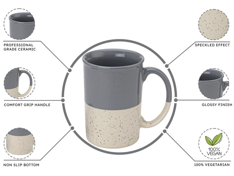 Bodhi House Ceramic Hand Glazed Tea and Coffee Mug with Coaster - 300ml | Set of 1 | Microwave & Dishwasher Safe | for Home Office - Grey - Image 5