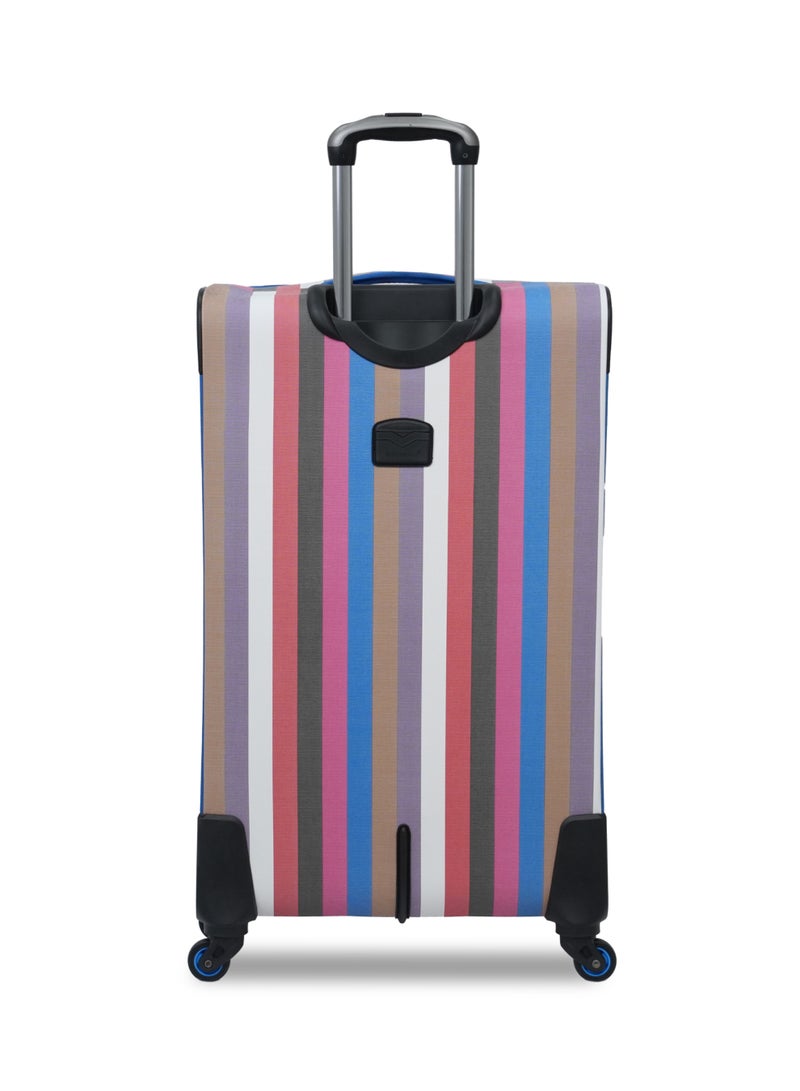 President Premium 4-Piece Luggage Set - Striped Design (Size: 20", 24", 28" & 14" Vanity Case) Model-1895, BLUE - Image 4