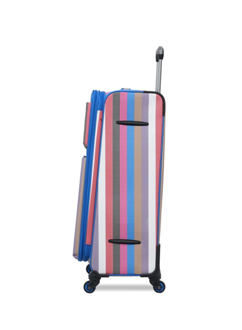 President Premium 4-Piece Luggage Set - Striped Design (Size: 20", 24", 28" & 14" Vanity Case) Model-1895, BLUE - Image 3